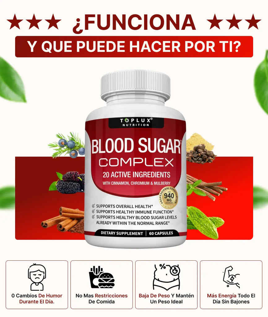 Blood Sugar x 60 capsulas Para aliviar azúcar inestable, sobre peso y cambios de humor