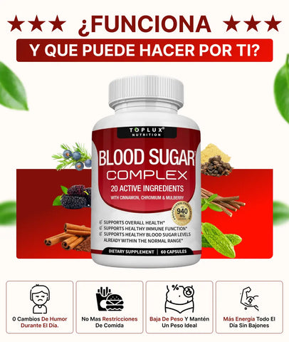 Blood Sugar x 60 capsulas Para aliviar azúcar inestable, sobre peso y cambios de humor