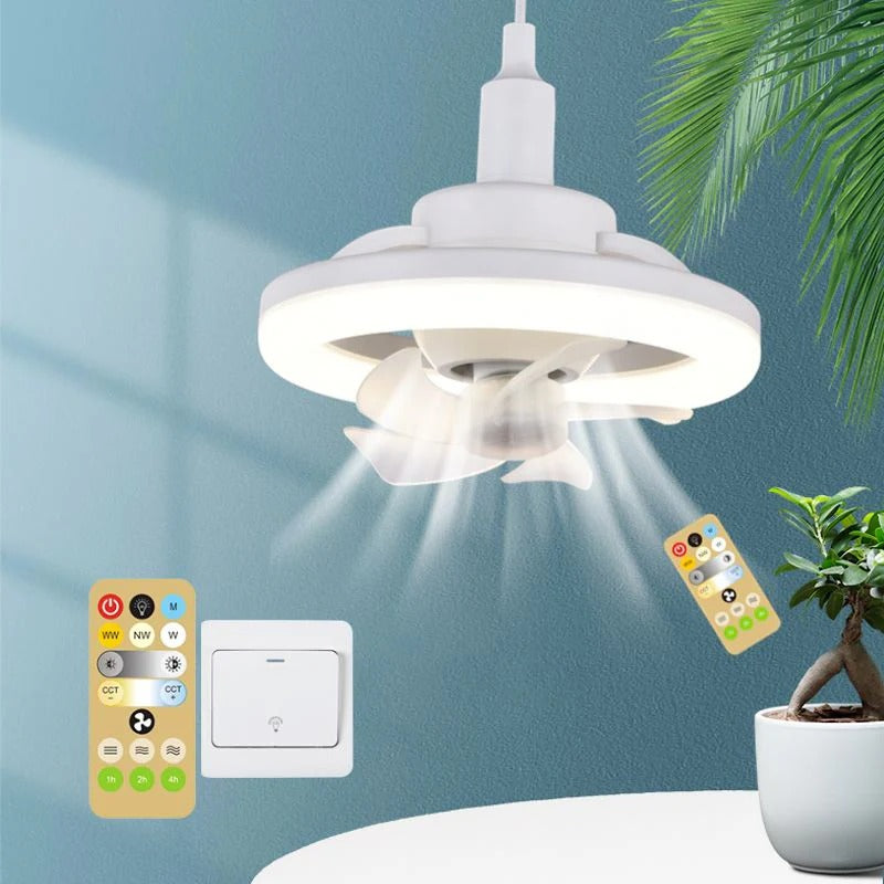 VENTILADOR DE TECHO CON ILUMINACIÓN Y CONTROL REMOTO